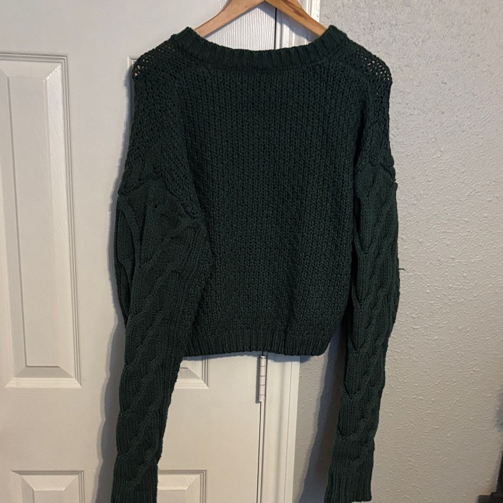 Free People Chunky Cable Knit Bonfire Cardigan Button Up Sweater Size Large - Picture 6 of 7